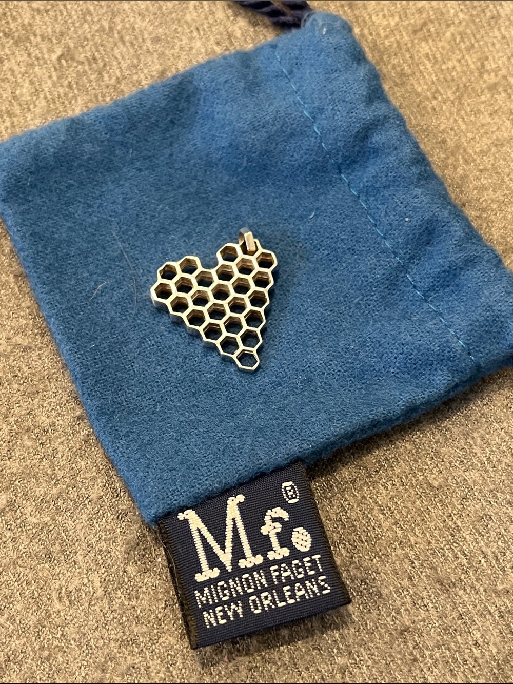 Mignon Faget Sterling Honeycomb Hive Heart Pendant